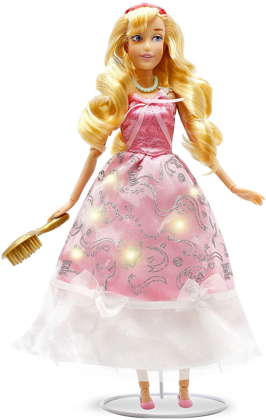 Disney Store Light-Up Dress Cinderella doll in pink made by mice and birds dress