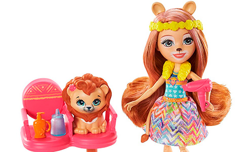 Enchantimals Stylin Salon Playset with Lacey Lion doll