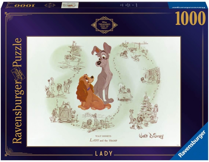 Ravensburger Disney Treasures from the Vault Lady and the Tramp 1000 Piece Jigsaw Puzzle