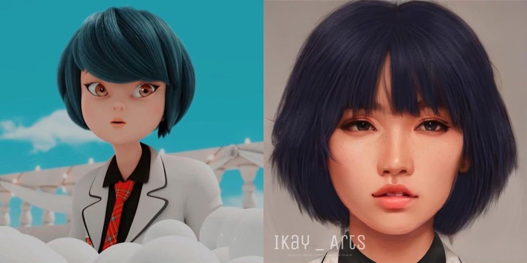 Miraculous Ladybug realistic versions of Marinette, Adrien, Luka, Kagami, L...