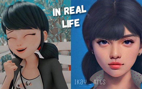 Miraculous Ladybug realistic versions of Marinette, Adrien, Luka, Kagami, Lila and Cloe