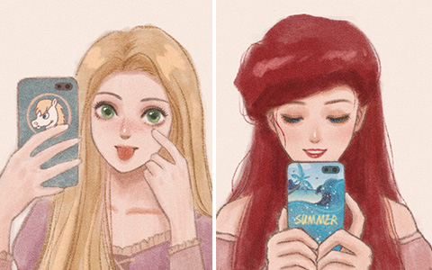 Disney Princess phone selfie art