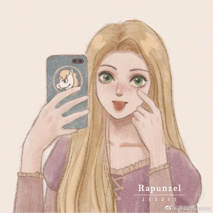 Disney Princess phone selfie art.