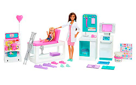 Barbie Fast Cast Clinic playset with X-ray machine, bandage maker and doll