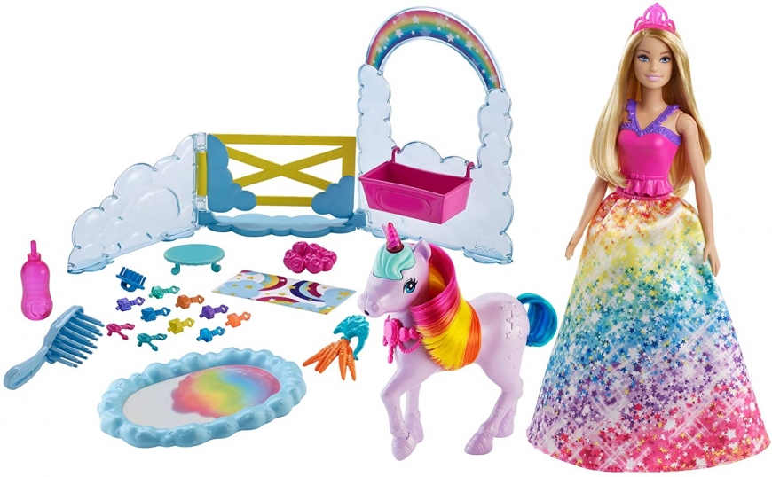 Barbie GTG01-Dreamtopia Doll with Unicorn, Nurturing Playset