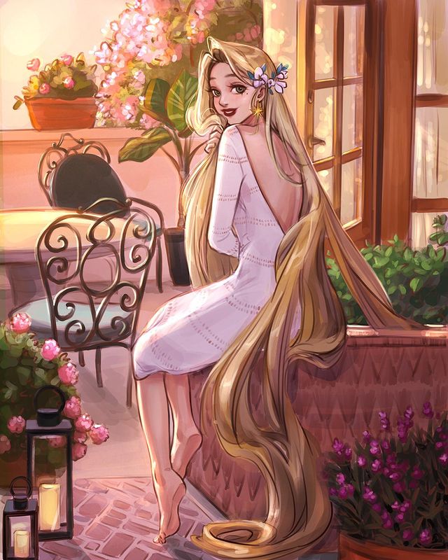 Modern Disney Princess instagram style art Rapunzel