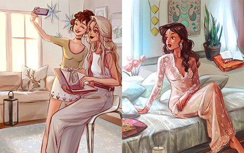 Modern Disney Princess instagram style art