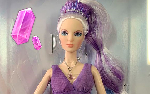 Barbie Crystal Fantasy Amethyst Collector doll with Genuine Amethyst Stone necklace