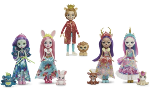 Royal Enchantimals 5-pack doll set - Royal Pals Collection: Patter Peacock, Danessa Deer, Bree Bunny, Ambrose Unicorn and Alessandro Lion