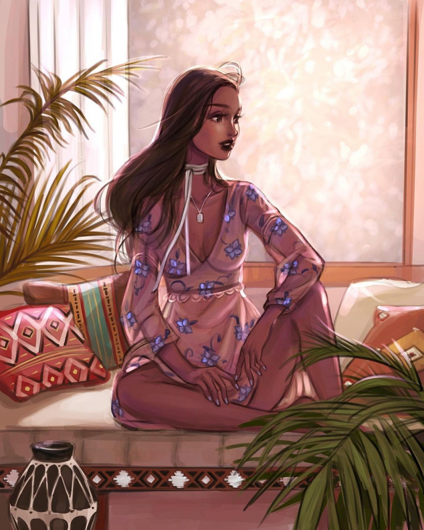 Modern Disney Princess instagram style art Pocahontas