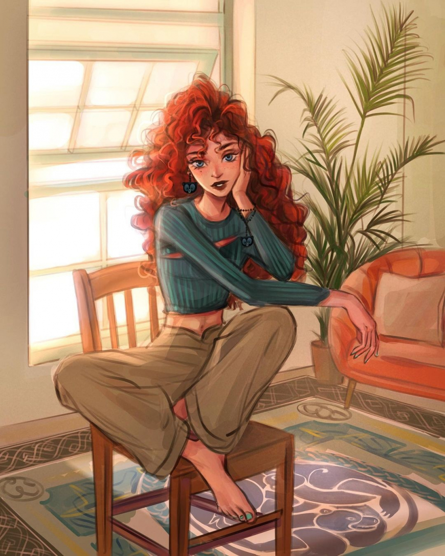 Modern Disney Princess instagram style art Merida