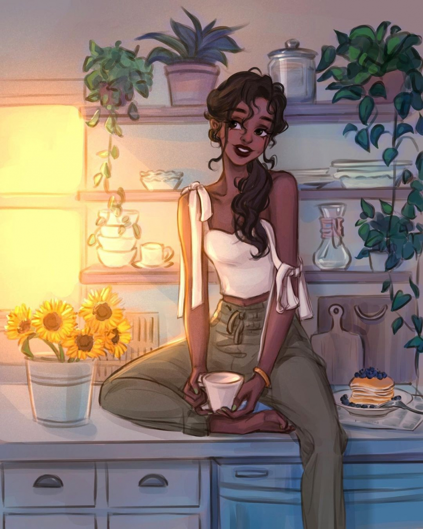 Modern Disney Princess instagram style art Tiana