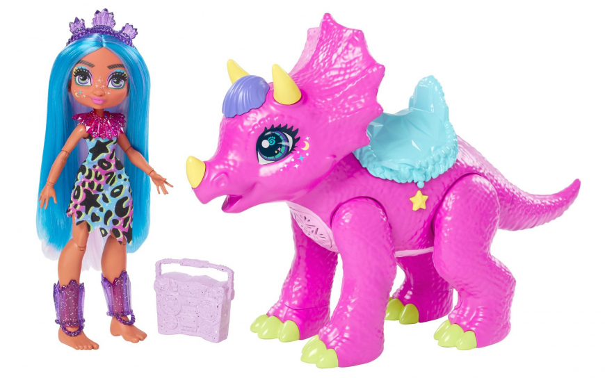 Cave Club Scrunch and Rock Tella and Big Ceratops Trina doll