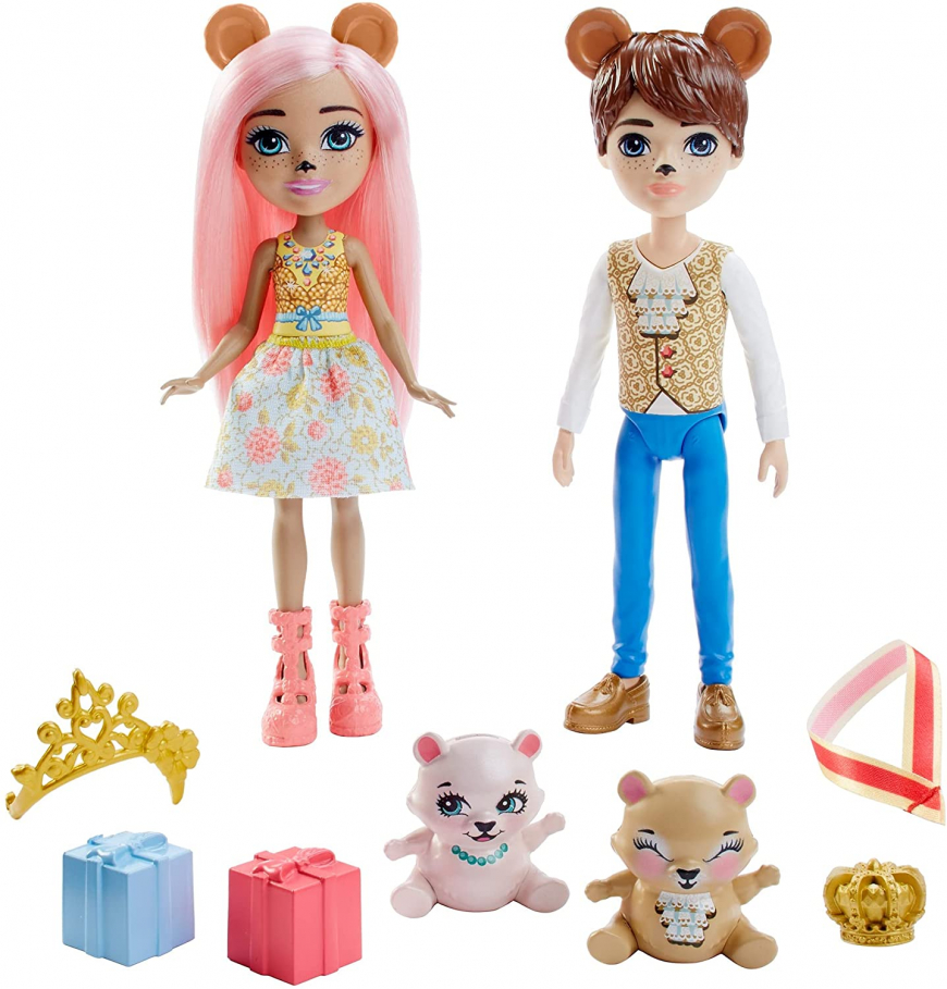 Royal Enchantimals Braylee Bear and Bannon Bear dolls