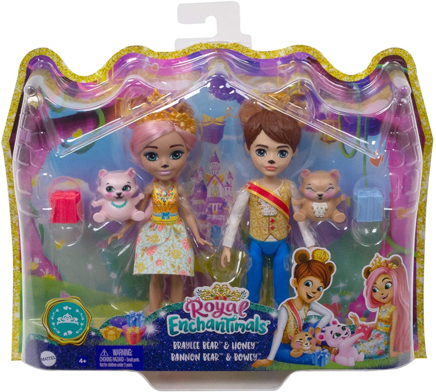 Royal Enchantimals Braylee Bear and Bannon Bear dolls