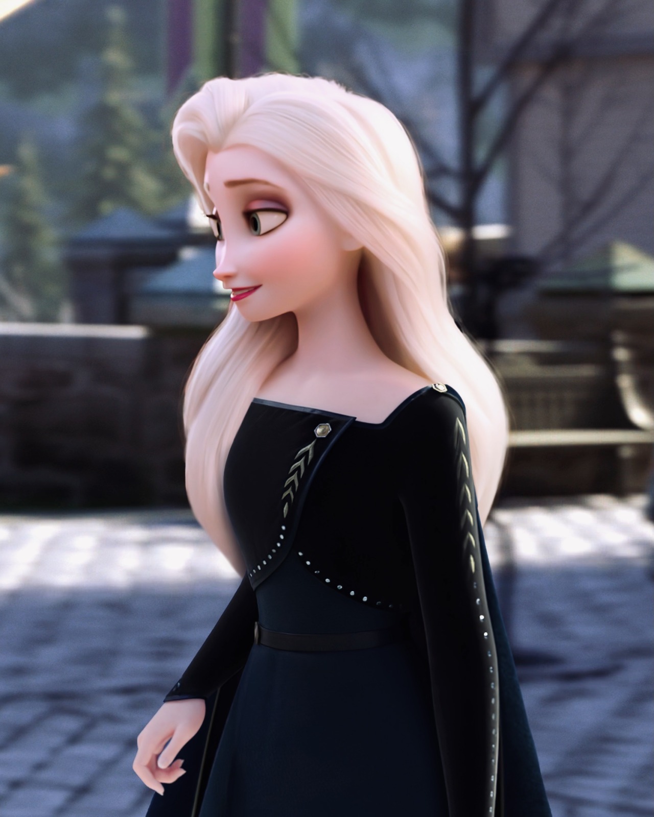 Elsa in modern clothes shop