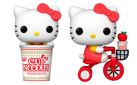 Funko Pop Sanrio: HKxNissin - Hello Kitty in Noodle Cup and Hello Kitty on Bike figures