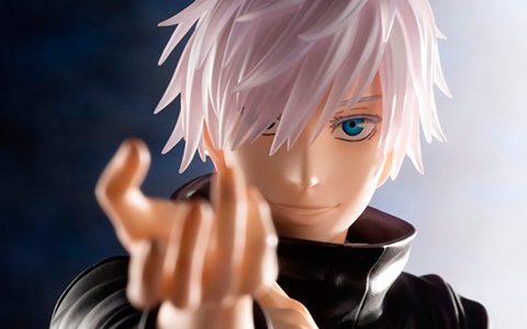 Kotobukiya Satoru Gojo figure, based on cover of volume 4 of Jujutsu Kaisen