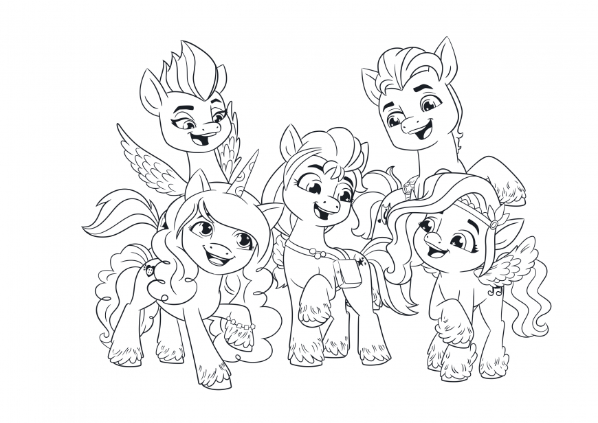 My Little Pony: A New Generation movie coloring page Mane 5