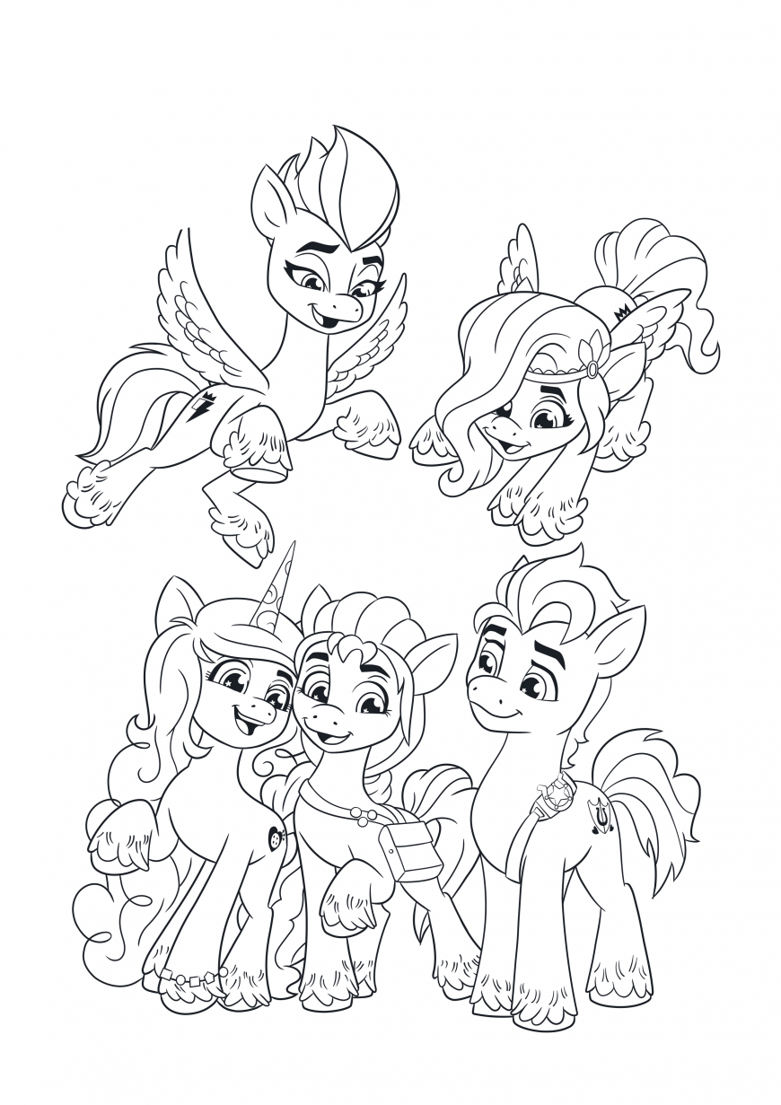 My Little Pony: A New Generation movie coloring page Mane 5