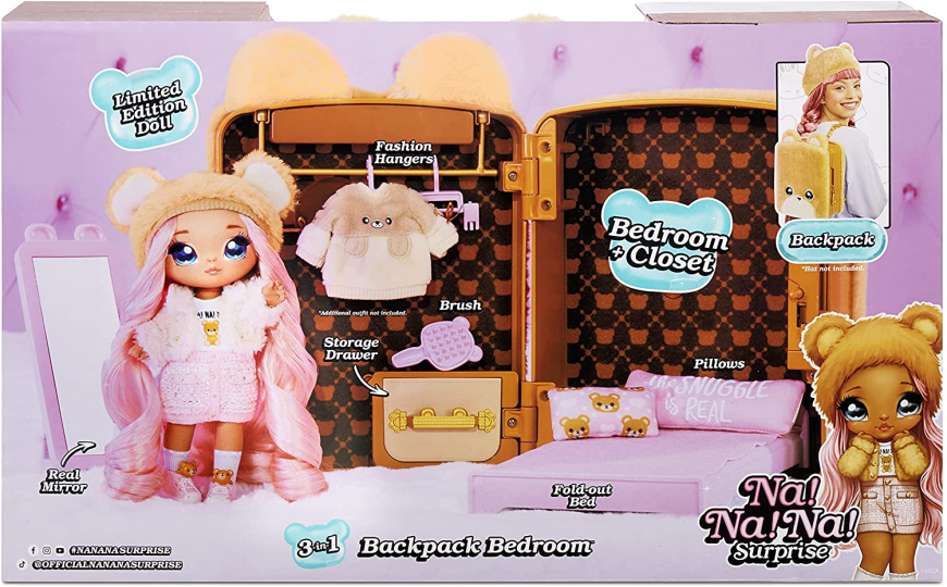 Na Na Na Surprise new 3 in 1 Sarah Snuggles Backpack Bedroom playset