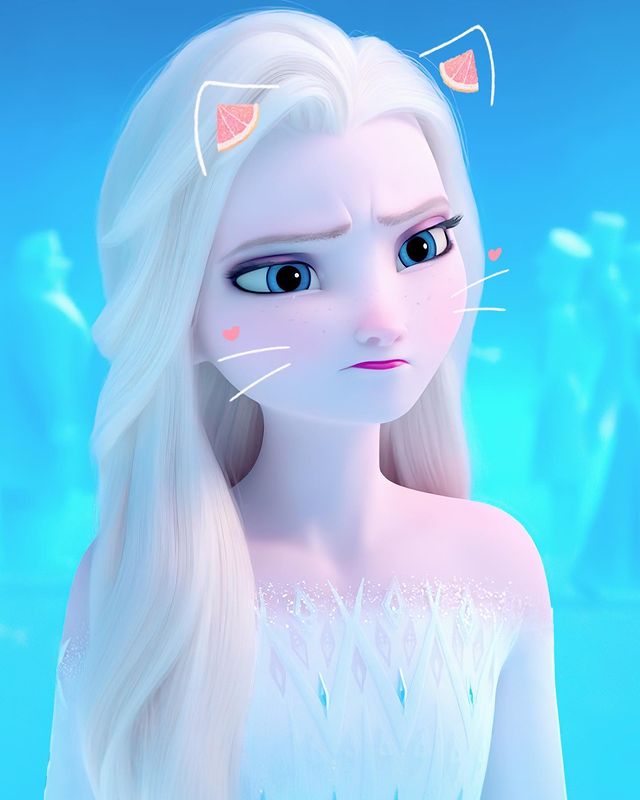 Disney Frozen Elsa and Anna super cute cat style profile pictures 