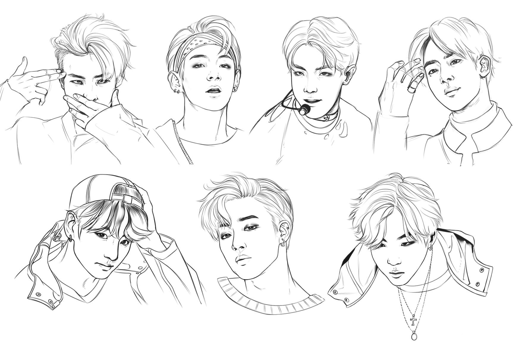 Bts Coloring Pages All Members Cute Coloring Pages