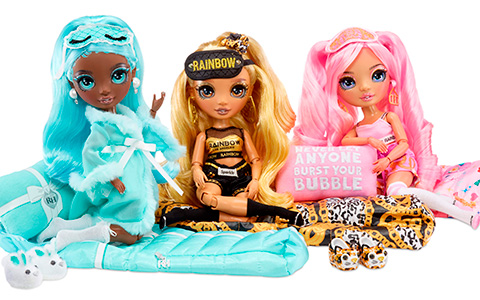 Rainbow High Slumber Party dolls: Marisa Golding, Brianna Dulce, Robin Sterling