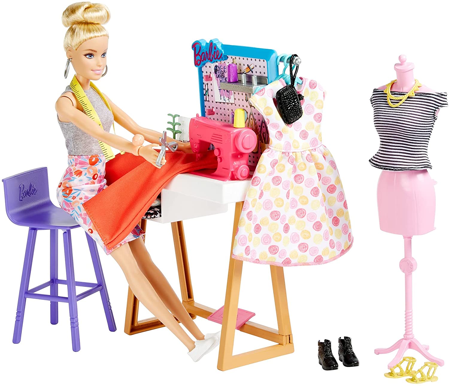 sarcoma Comercio Y equipo Barbie Modista Muñeca Rubia Con Taller De Ropa A La Moda Para Muñecas Y  Accesorios, Juguete Para Niñas Y Niños Años (Mattel HDY90) | lagear.com.ar