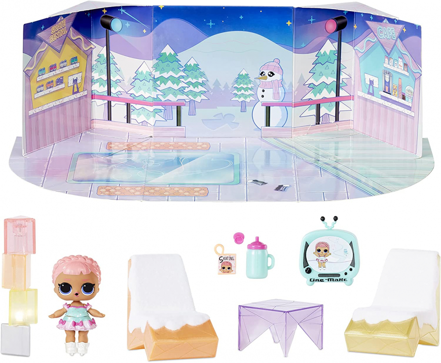 LOL Surprise Winter Chill Hangout Spaces Furniture Playset with Ice Sk8er Doll