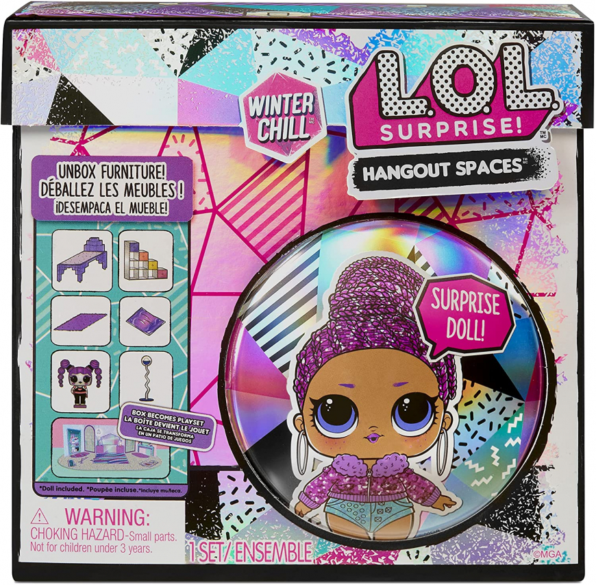 LOL Surprise Winter Chill Hangout Spaces Furniture Playset with Bling Queen Doll