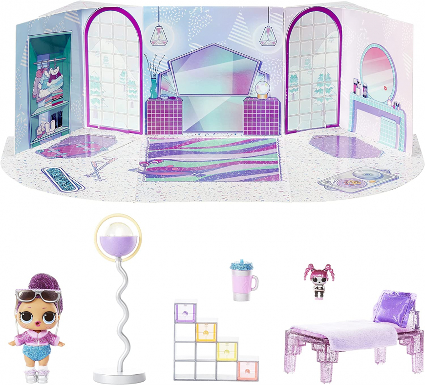 LOL Surprise Winter Chill Hangout Spaces Furniture Playset with Bling Queen Doll