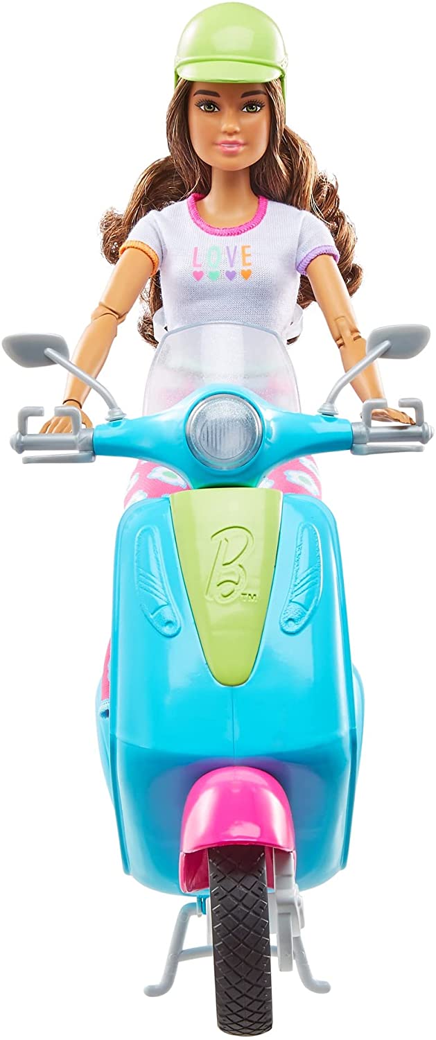 Barbie travel doll with scooter