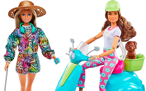 Barbie travel dolls 2022: Holiday Fun and Travel playset with Scooter and Puppy