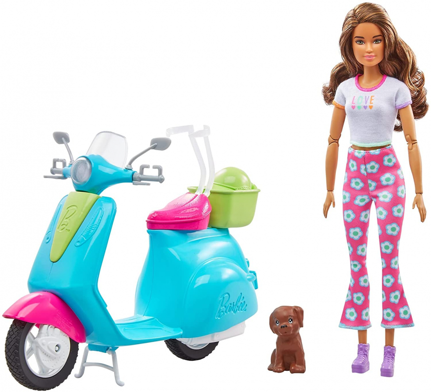 Barbie travel doll with scooter