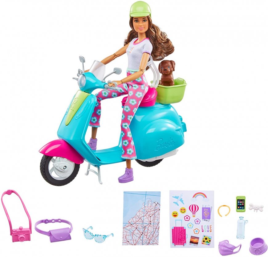 Barbie travel doll with scooter