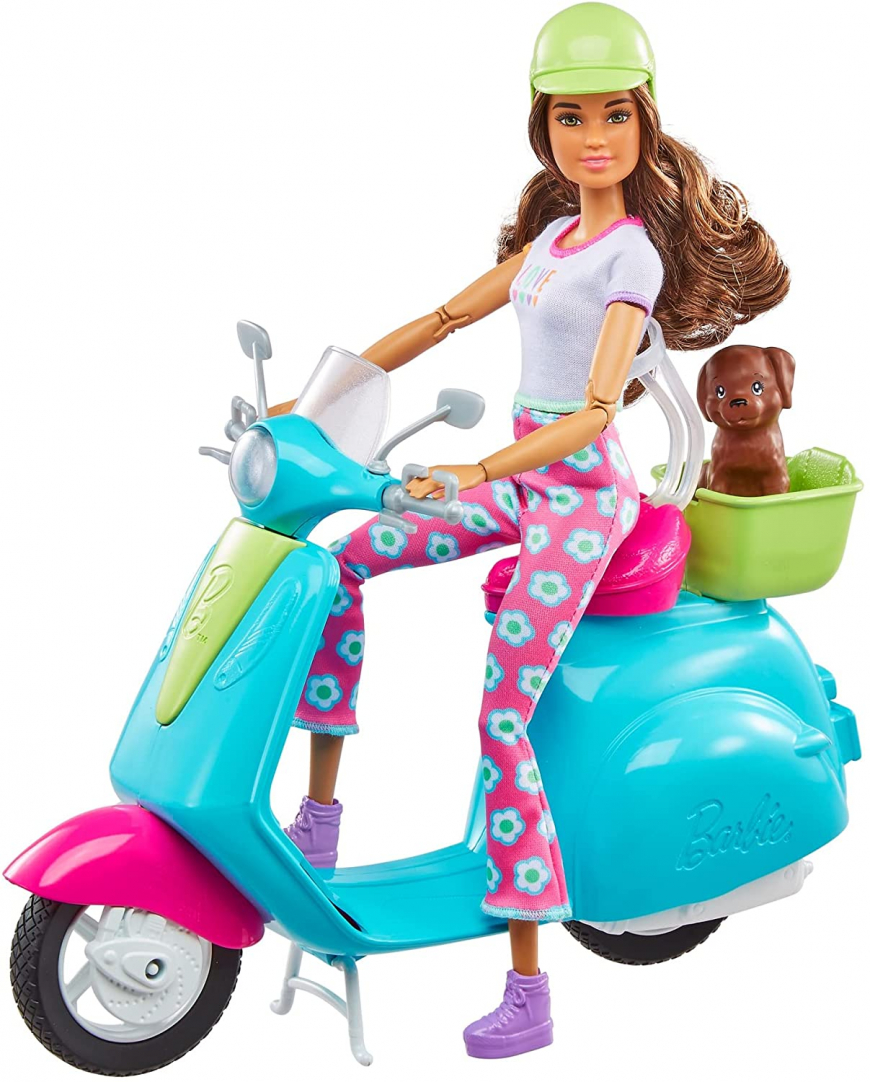 Barbie travel doll with scooter