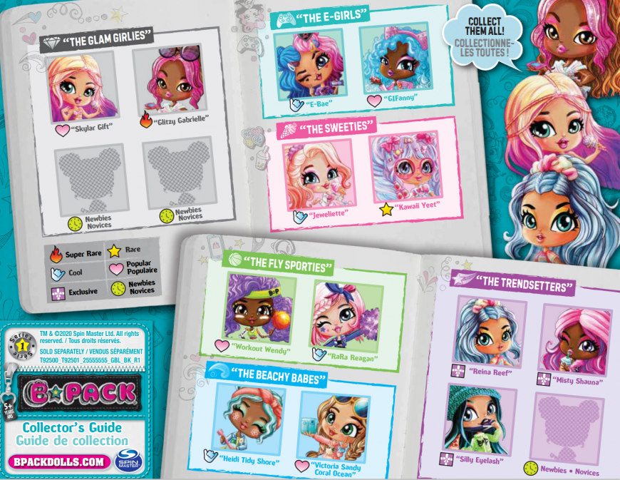 B Pack dolls series 1 checklist.