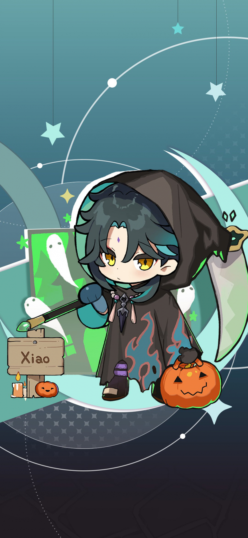 Genshin Impact cute Halloween wallpaper