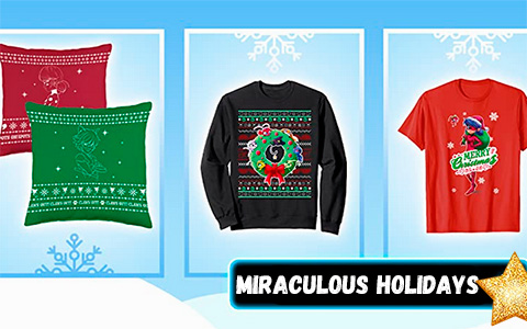Miraculous Ladybug Christmas Collection of t-shirts, tote bags, pillows and more