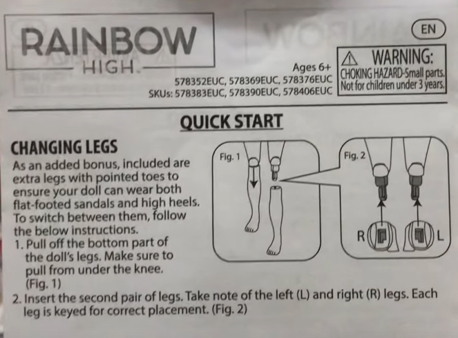 Rainbow High Pacific coast Instruction how to change doll's legs and tie sandals