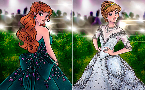 Disney Princess in evening fashions from Greco Archibald