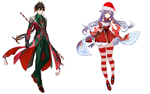 A little bit of Christmas in Genshin Impact characters art