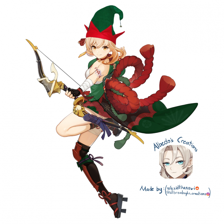 A little bit of Christmas in Genshin Impact characters art