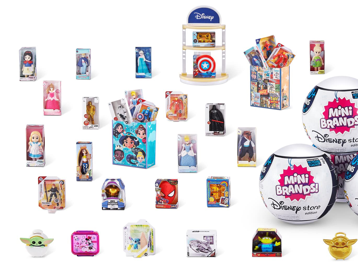 5 Surprise Mini Brands Disney Store dolls and toys miniatures