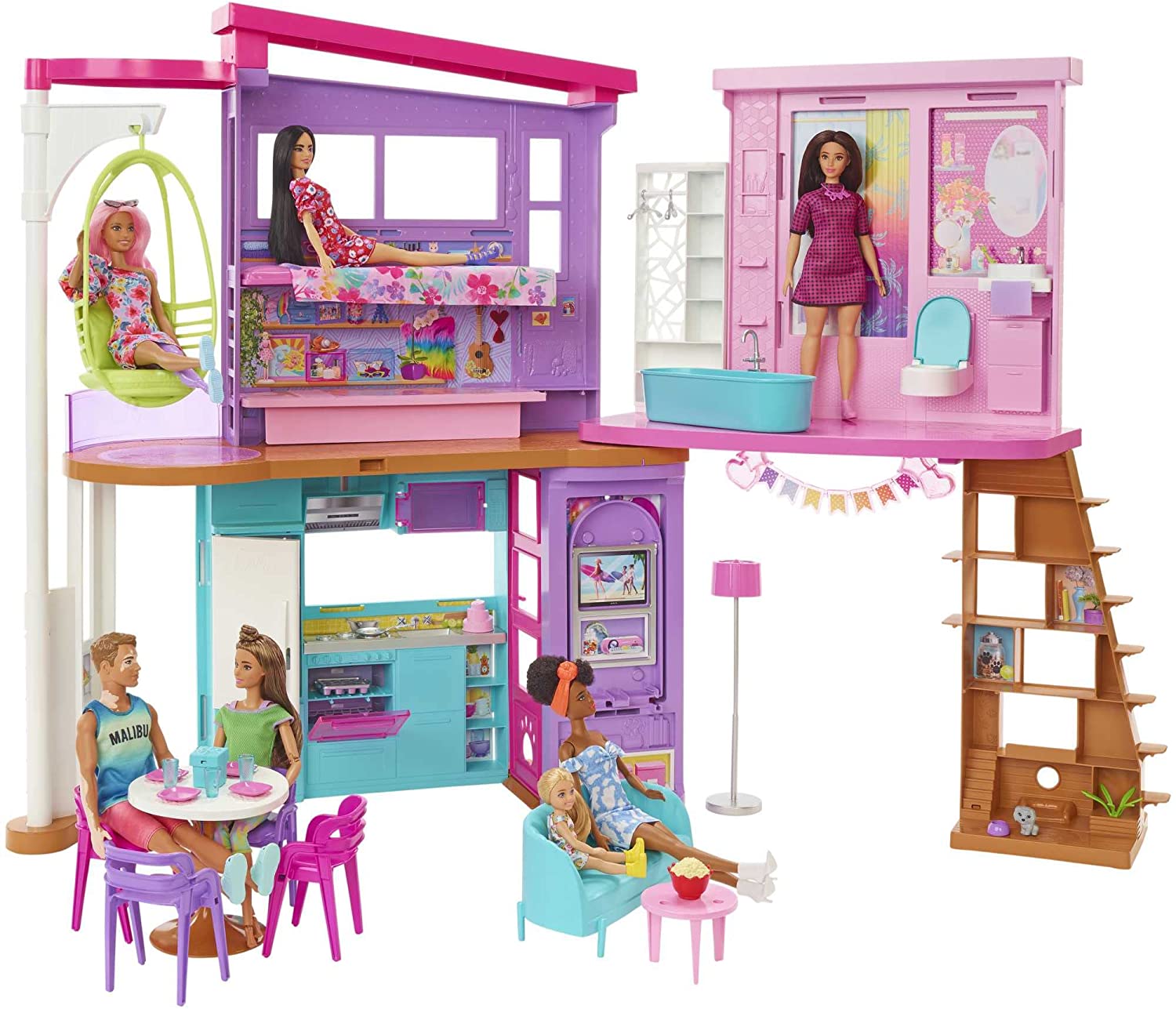 Barbie Dream House Doll House with many dolls and stuffs ( see in