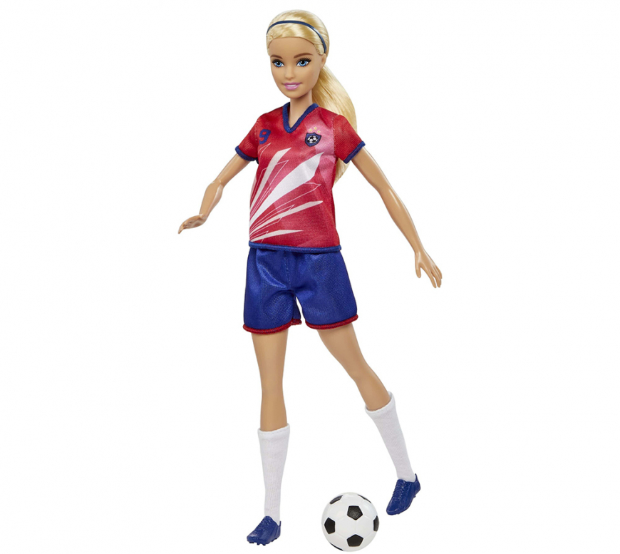 Barbie Soccer doll blond #9 Uniform HCN17