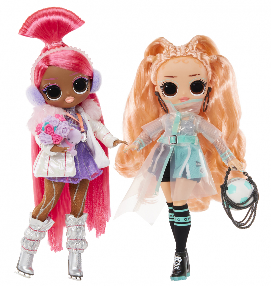 LOL OMG Sports Skate Boss and Kicks Babe dolls: figure skater and footballer