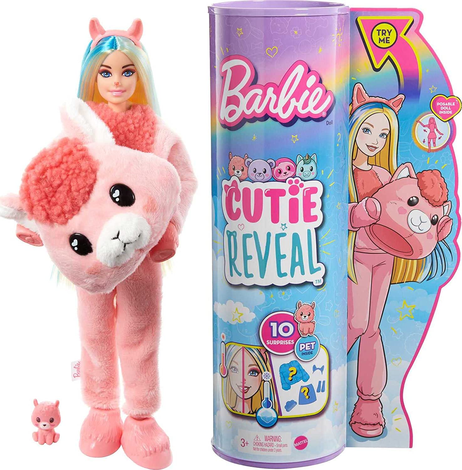 Barbie Cutie Reveal Series 2 dolls: Bear, Llama, Unicorn and Sloth ...