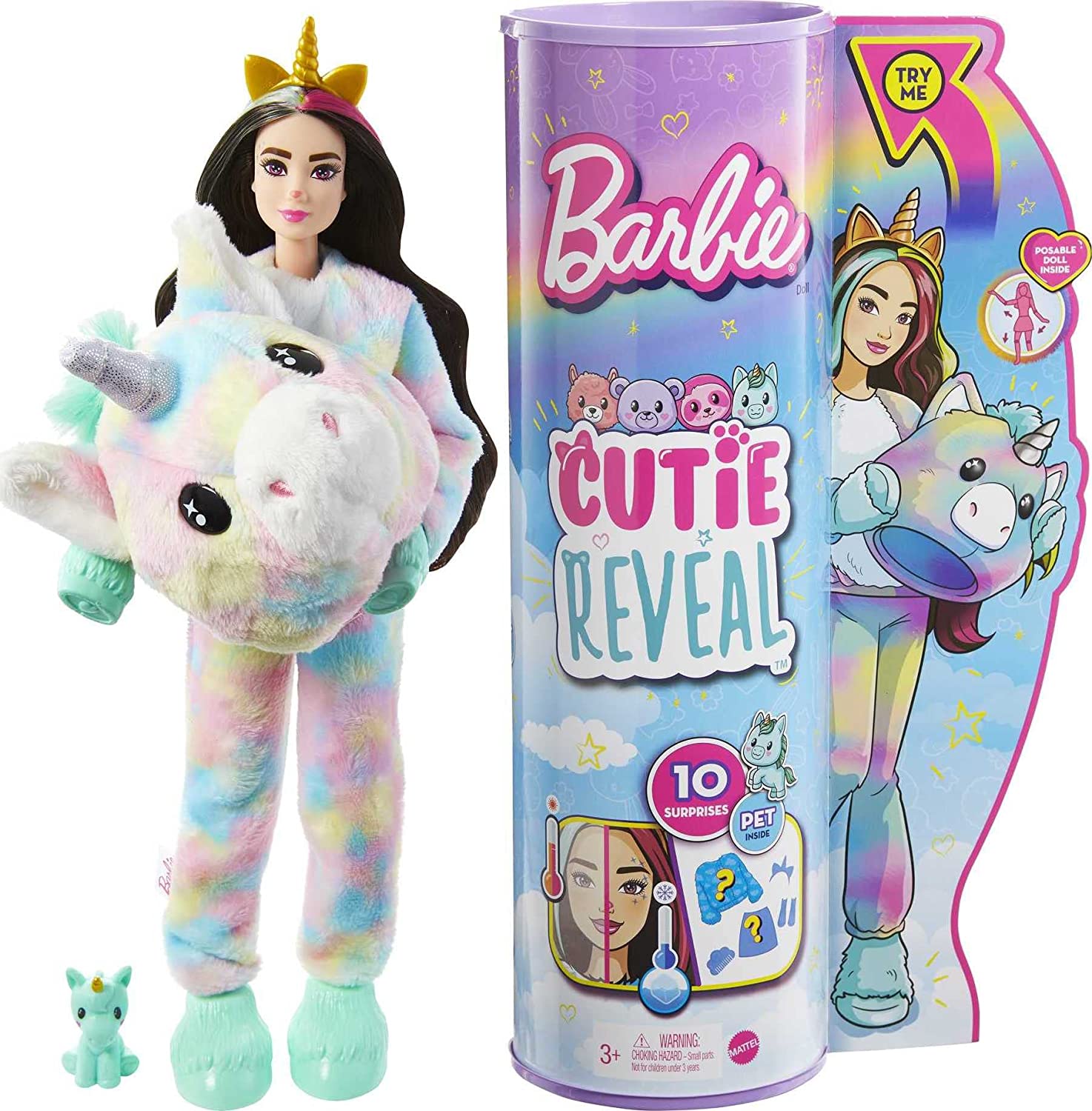 Barbie Cutie Reveal Series 2 dolls: Bear, Llama, Unicorn and Sloth 